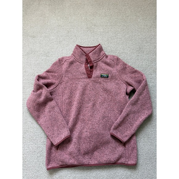 L.L. Bean Sweaters - LL Bean Sweater Fleece Pullover Womens Large Rose Pink Marl Snap Neck